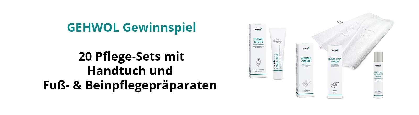 Gewinnspiel: 20 Pflege-Sets mit Handtuch, GEHWOL FUSSKRAFT Fuß- & Beinpflegepräparaten