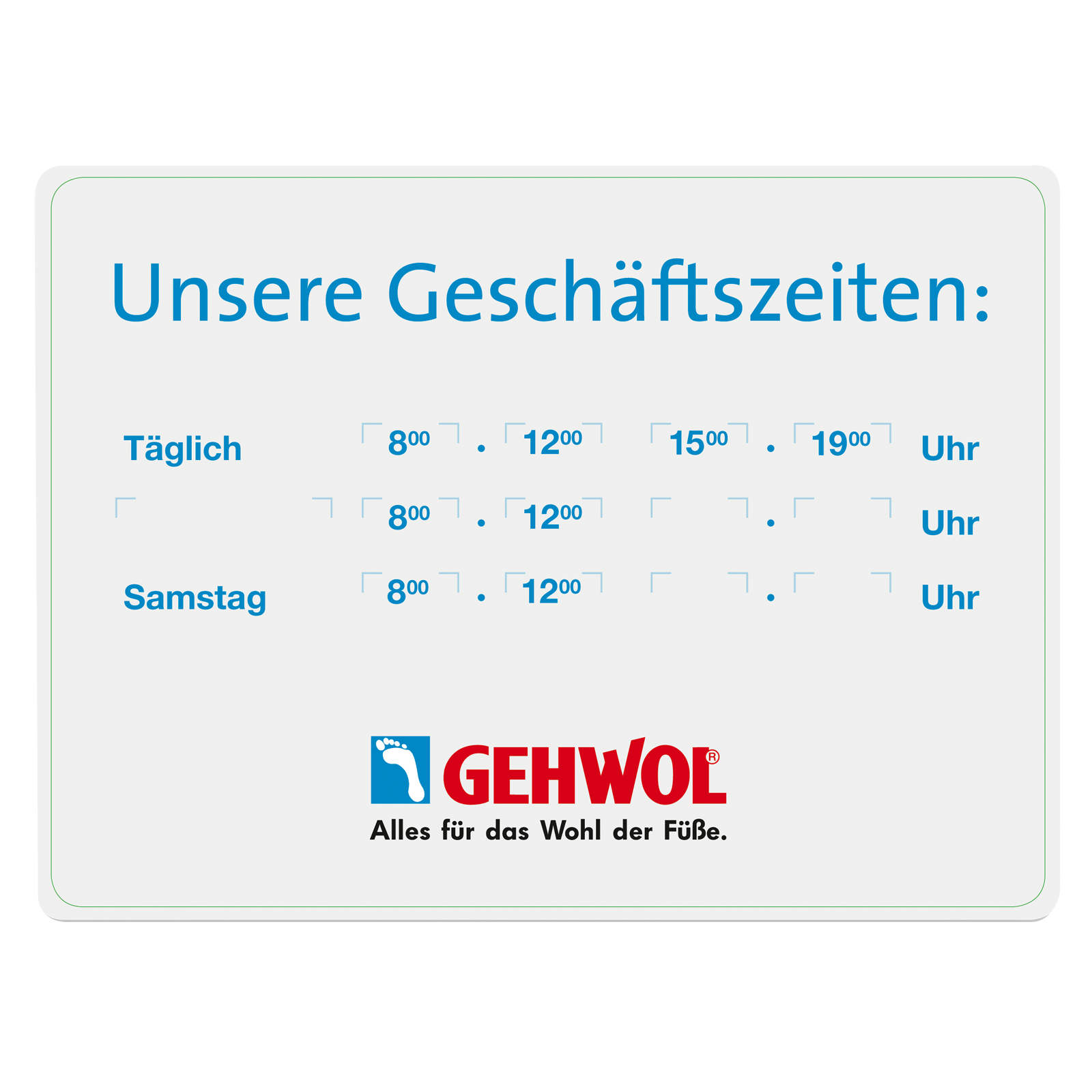 Geschäftszeiten-Aufkleber