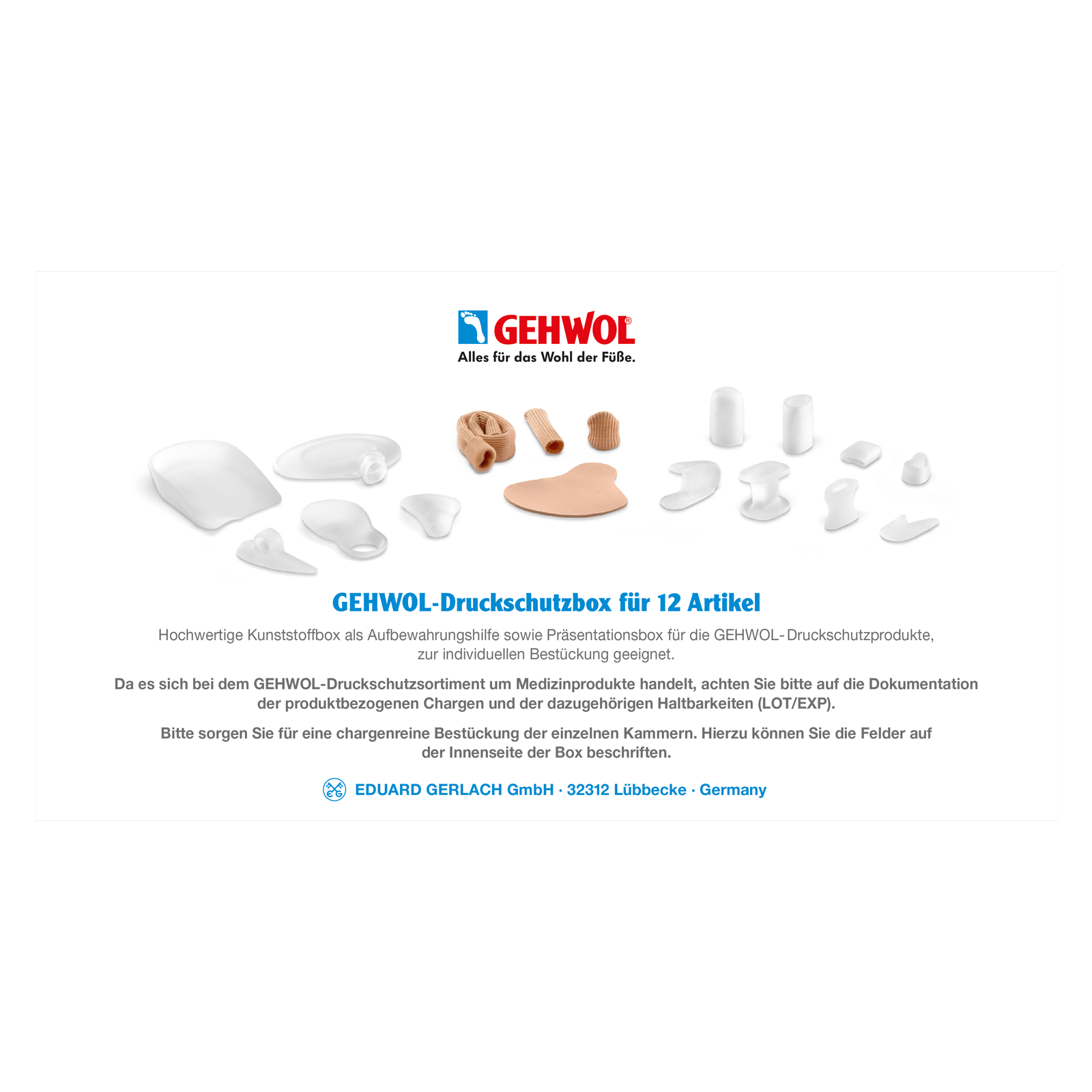 Einlegekarte für GEHWOL Druckschutzbox 12er Einteilung